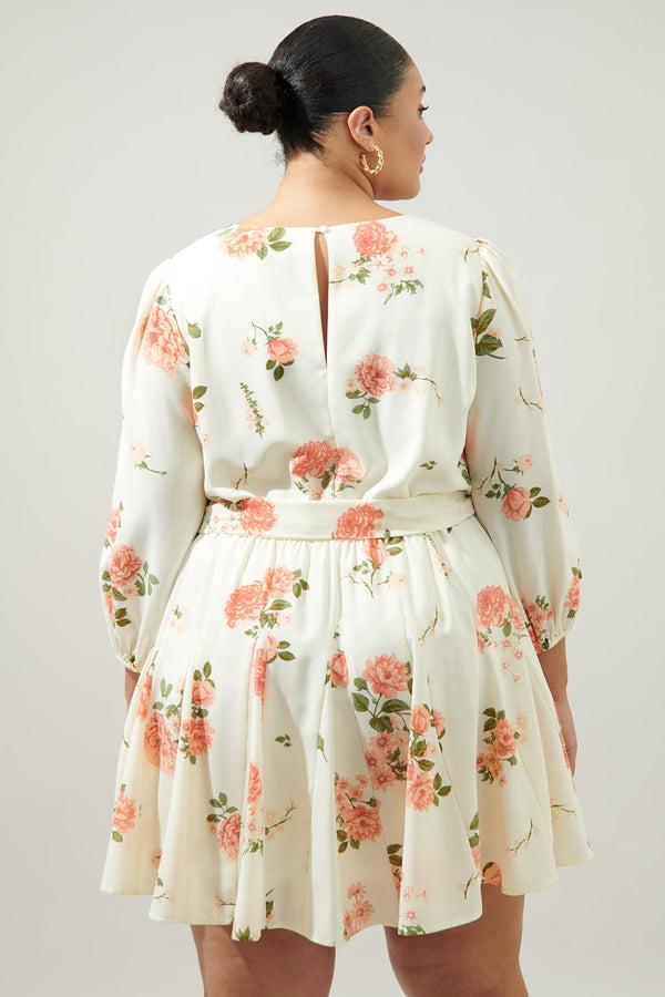 Sugarlips Morning Blush Floral Collins Godet Mini Dress Curve