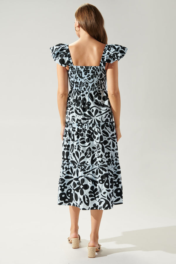 Sugarlips Morning Tropics Lou Smocked Tiered Midi Dress
