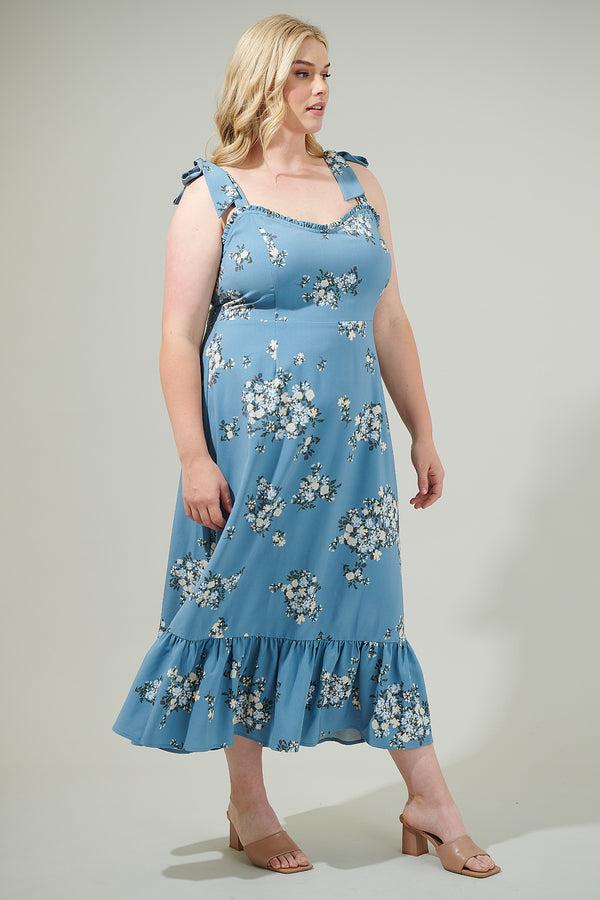 Sugarlips Moxie Floral Baker Tie Strap Midi Dress Curve