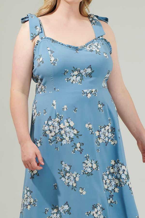 Sugarlips Moxie Floral Baker Tie Strap Midi Dress Curve