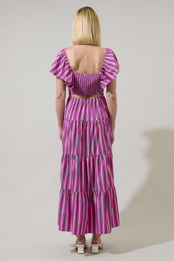 Sugarlips Mursy Striped Nala Tiered Smocked Maxi Dress