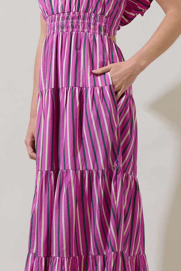 Sugarlips Mursy Striped Nala Tiered Smocked Maxi Dress