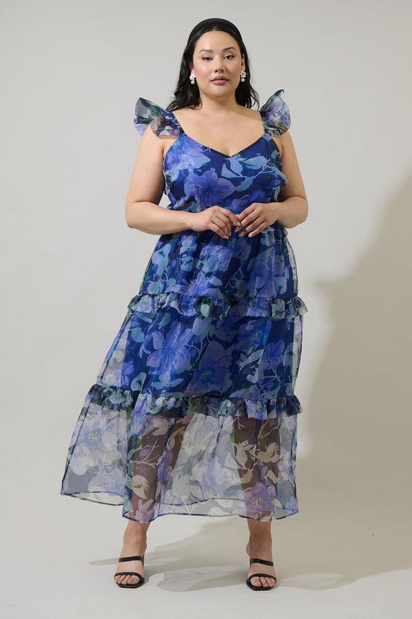 sugarlips Mylie Organza Truth Tiered Maxi Dress Curve