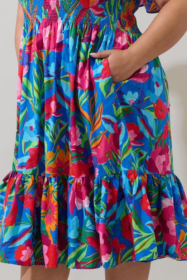 Sugarlips Naima Floral Off The Shoulder Smocked Midi Dress Curve