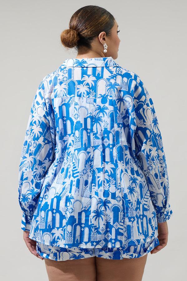 Sugarlips Nala Regie Boyfriend Button Down Cotton Voile Shirt Curve