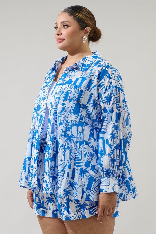 Sugarlips Nala Regie Boyfriend Button Down Cotton Voile Shirt Curve
