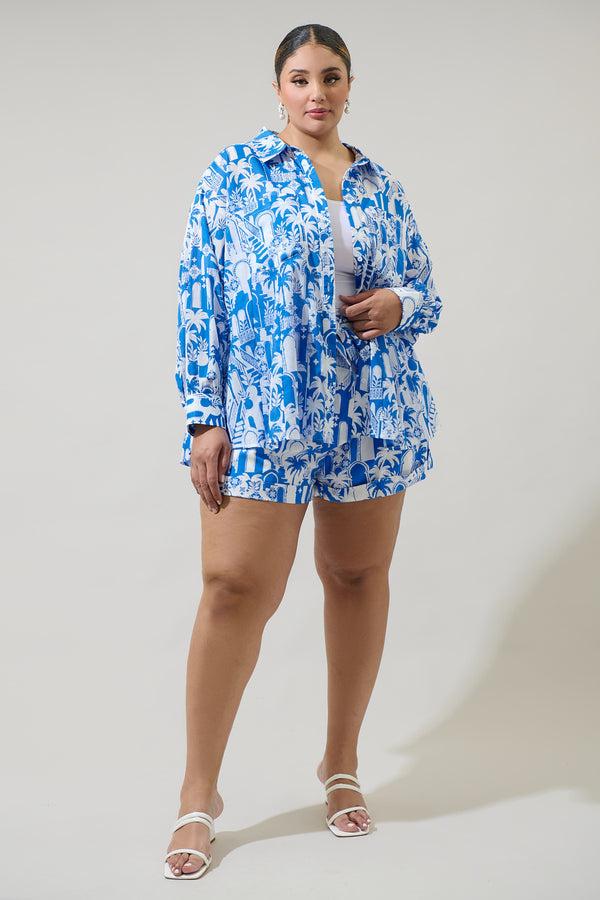 Sugarlips Nala Regie Boyfriend Button Down Cotton Voile Shirt Curve