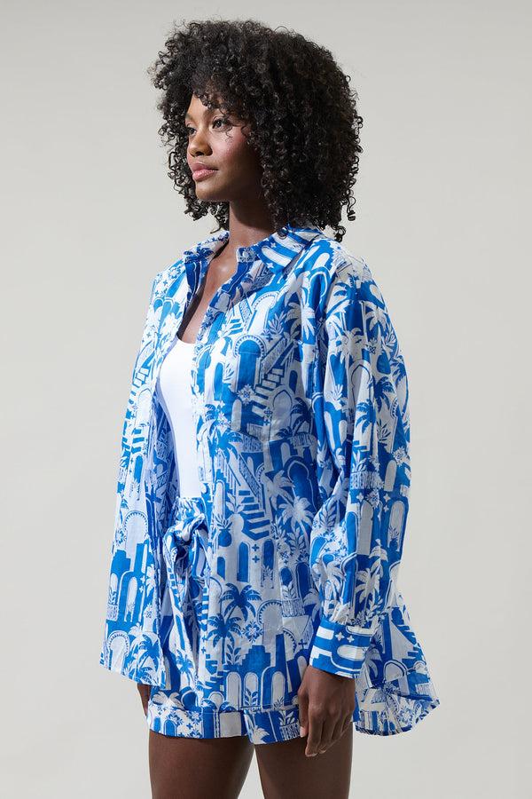 Sugarlips Nala Regie Boyfriend Button Down Cotton Voile Shirt