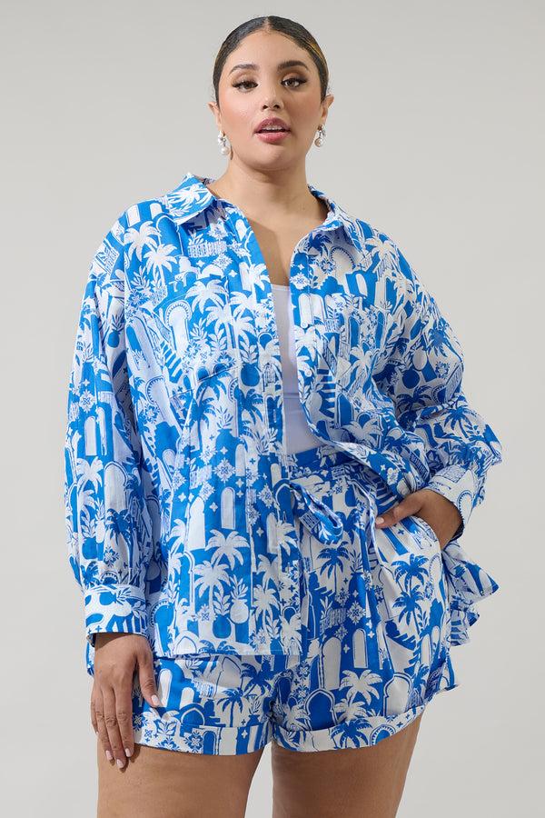 sugarlips Nala Regie Boyfriend Button Down Cotton Voile Shirt Curve