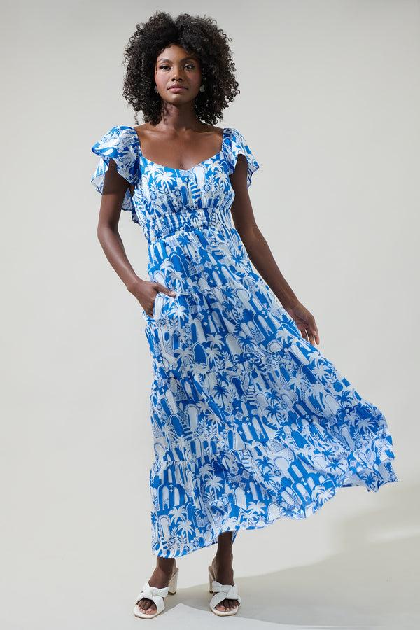 Sugarlips Nala Tiered Smocked Cotton Voile Maxi Dress