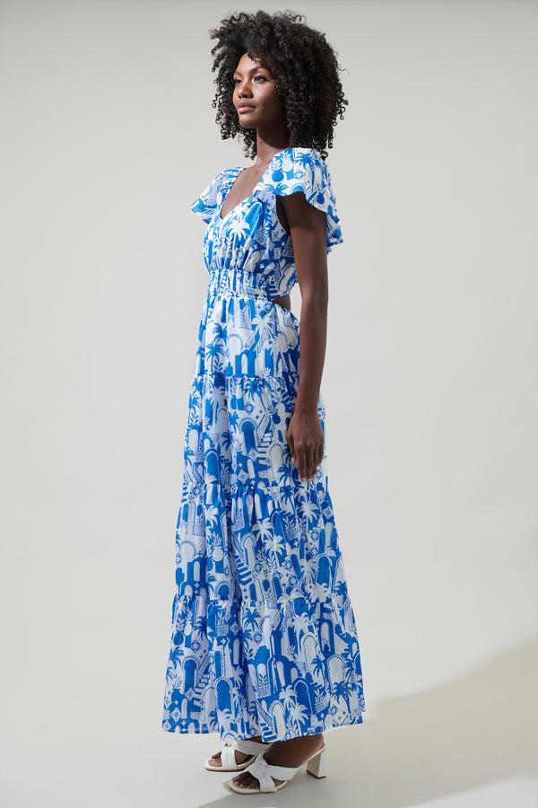 Sugarlips Nala Tiered Smocked Cotton Voile Maxi Dress