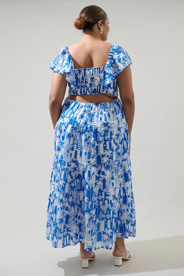 Sugarlips Nala Tiered Smocked Cotton Voile Maxi Dress Curve