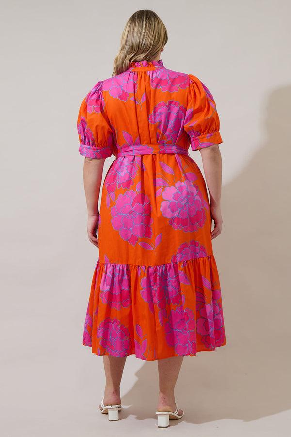 Sugarlips Nalani Floral Giles Button Up Midi Dress Curve