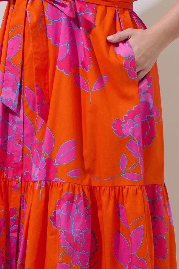 Sugarlips Nalani Floral Giles Button Up Midi Dress Curve