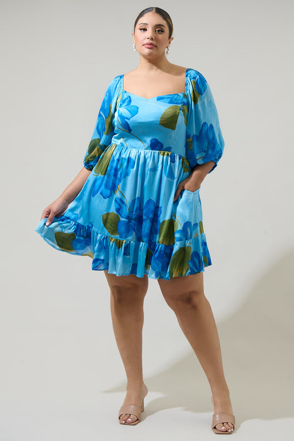 Sugarlips Neiva Floral Evy Sweetheart Mini Dress Curve