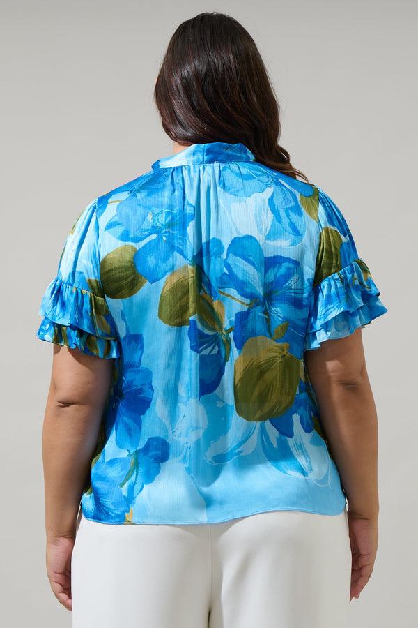 Sugarlips Neiva Floral Tie Neck Bianca Blouse Curve