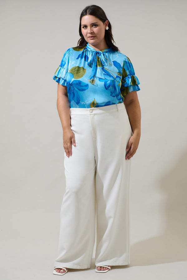 Sugarlips Neiva Floral Tie Neck Bianca Blouse Curve