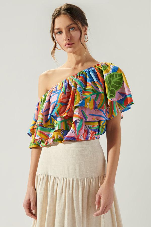 Sugarlips New Guinea Charmer One Shoulder Ruffle Top