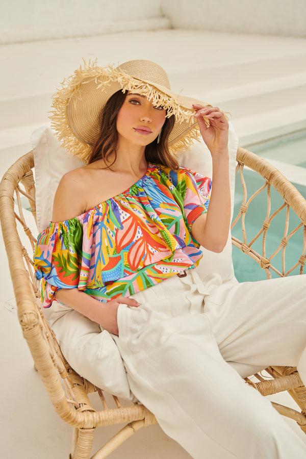 sugarlips New Guinea Charmer One Shoulder Ruffle Top