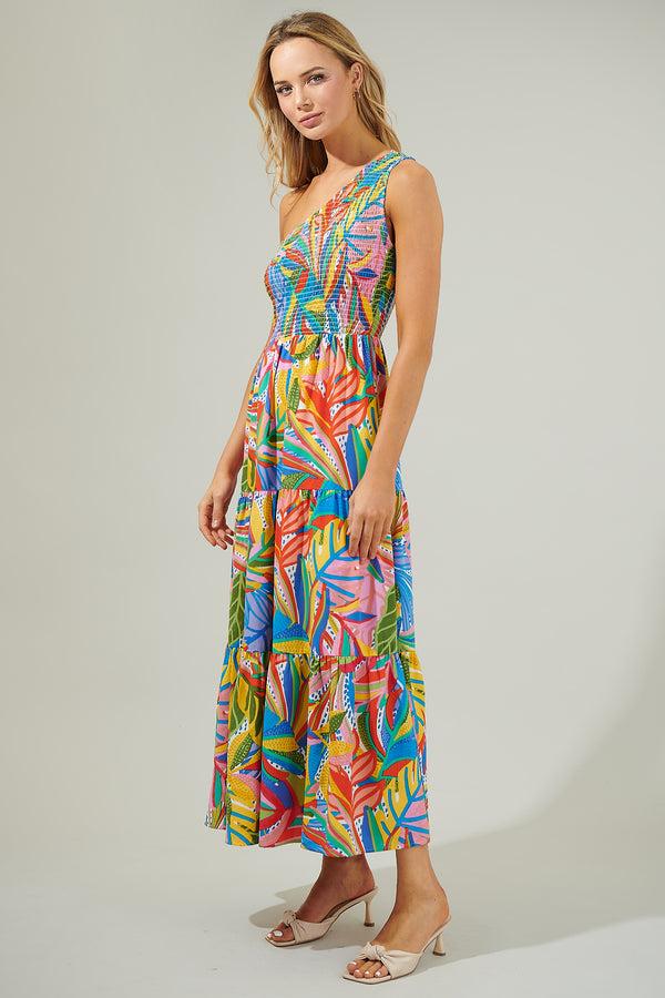 Sugarlips New Guinea Smocked One Shoulder Lys Maxi Dress