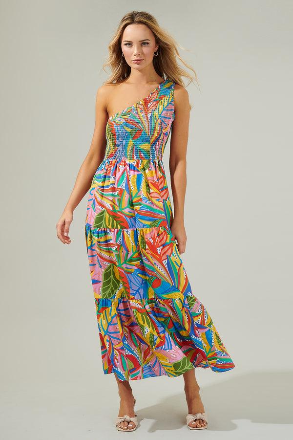 sugarlips New Guinea Smocked One Shoulder Lys Maxi Dress