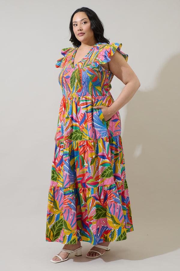 Sugarlips New Guinea Sunfire Tiered Midi Dress Curve