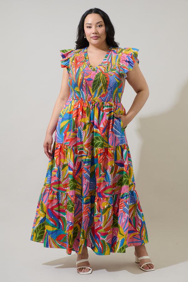 sugarlips New Guinea Sunfire Tiered Midi Dress Curve