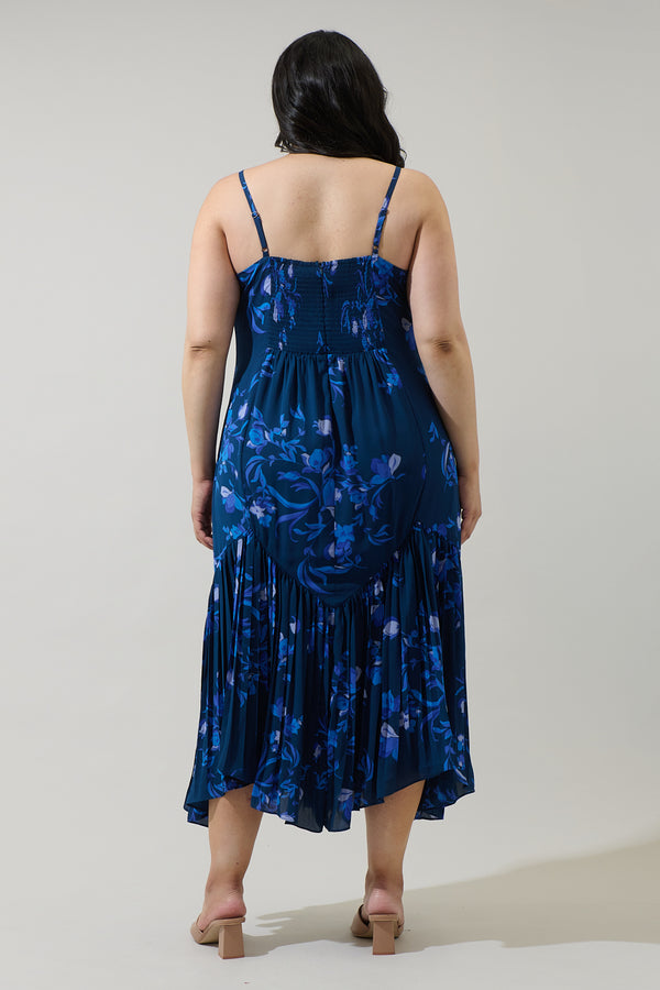 Sugarlips Niva Floral Hendra Pleated Midi Dress Curve