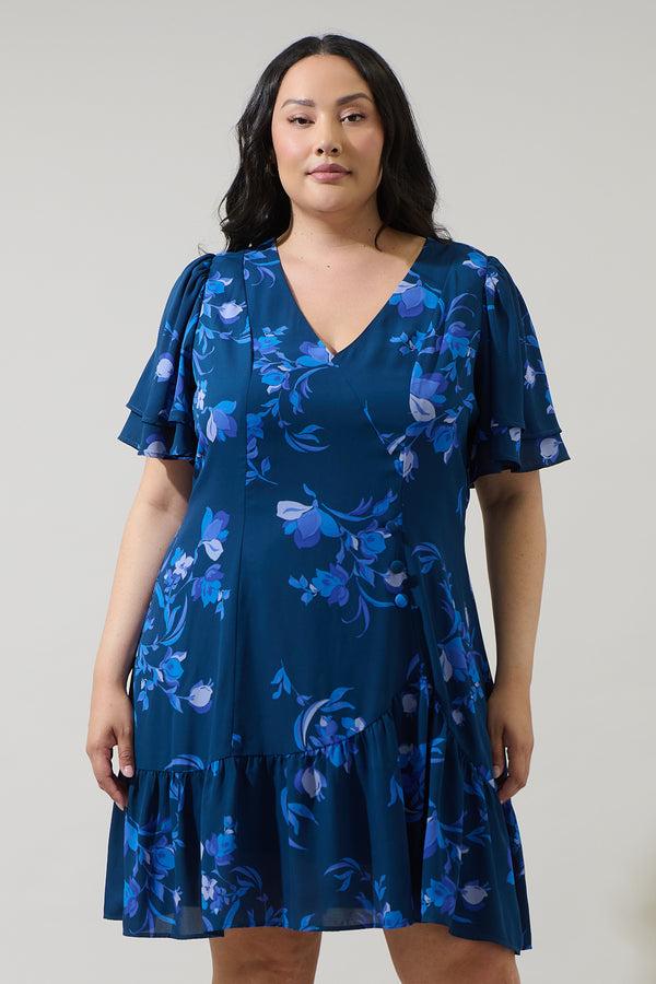 sugarlips Niva Floral Rivane Button Mini Dress Curve