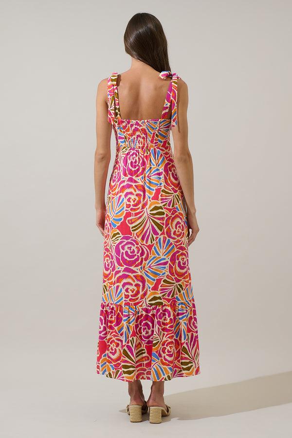 Sugarlips Nomi Floral Hendy Shoulder Tie Maxi Dress