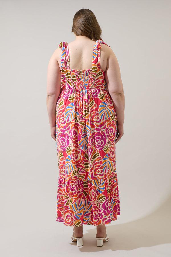 Sugarlips Nomi Floral Hendy Shoulder Tie Maxi Dress Curve