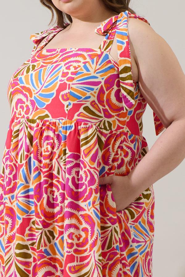 Sugarlips Nomi Floral Hendy Shoulder Tie Maxi Dress Curve