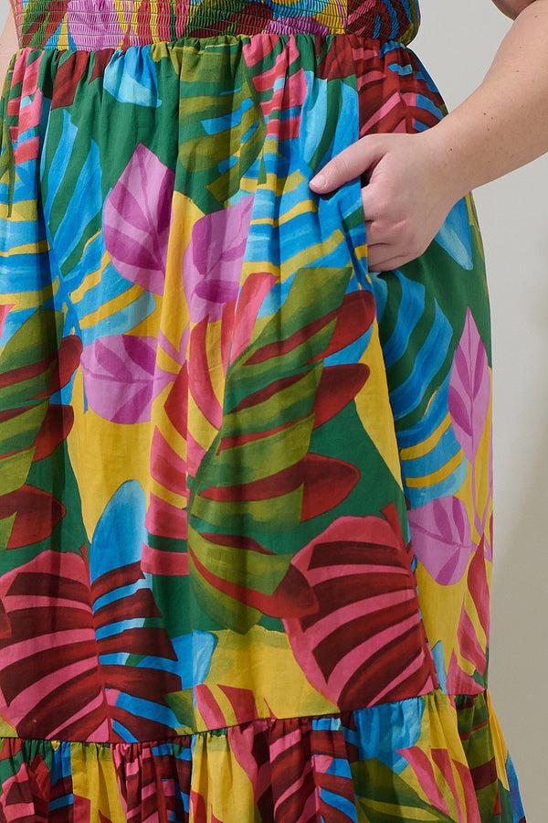 Sugarlips Novi Tropical Patte Tiered Midi Dress Curve