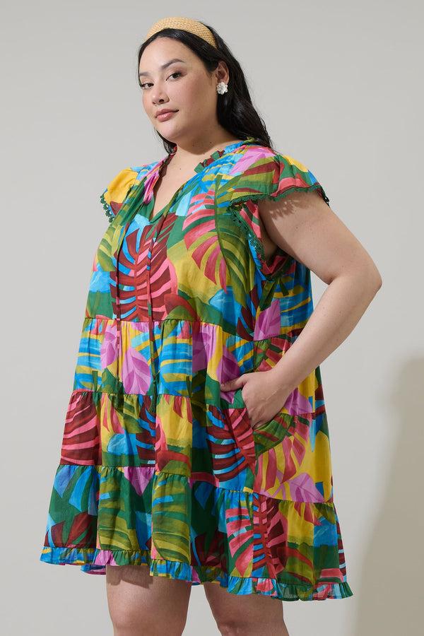 Sugarlips Novi Tropical Yodi Shift Mini Dress Curve