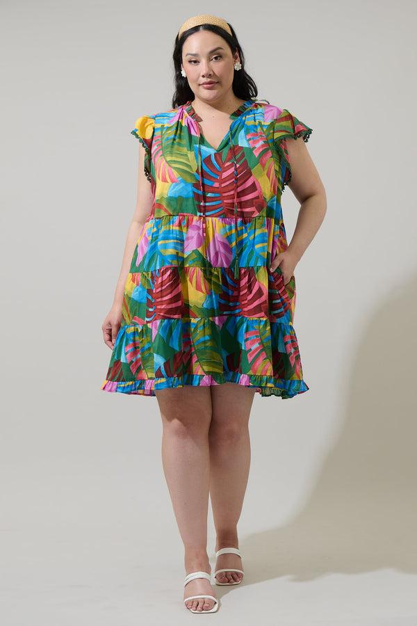 Sugarlips Novi Tropical Yodi Shift Mini Dress Curve