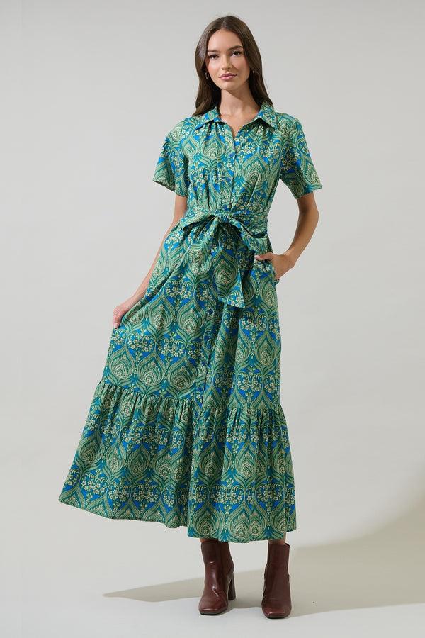 Sugarlips Nyra Paisley Valery Button Down Maxi Dress