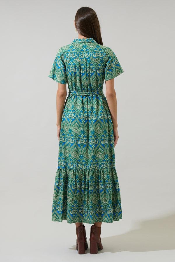 Sugarlips Nyra Paisley Valery Button Down Maxi Dress