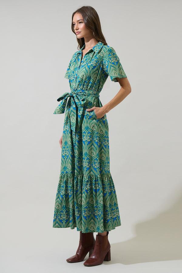 Sugarlips Nyra Paisley Valery Button Down Maxi Dress