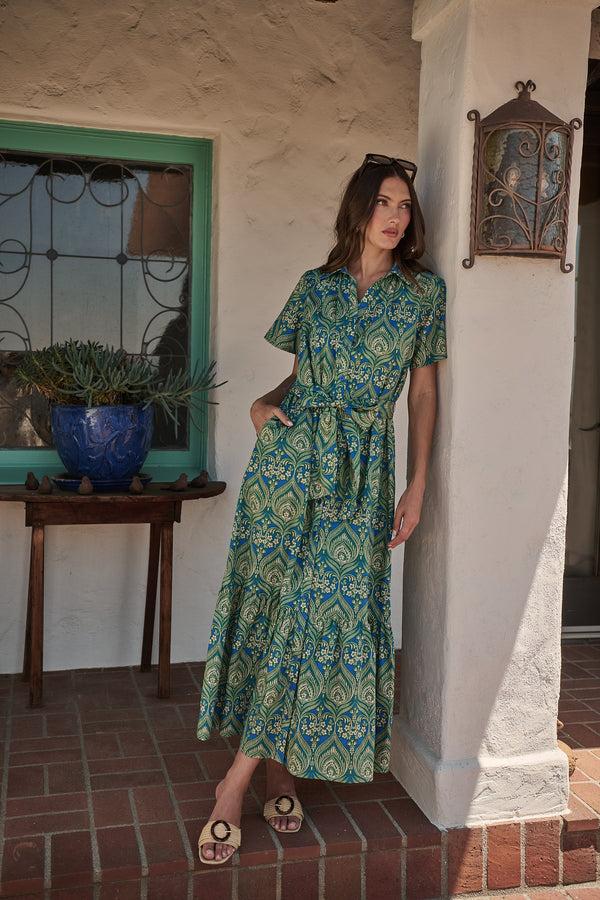 sugarlips Nyra Paisley Valery Button Down Maxi Dress