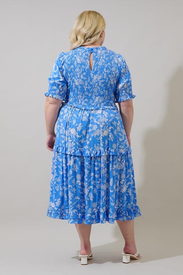 Sugarlips Odella Floral Analisa Smocked Midi Dress Curve