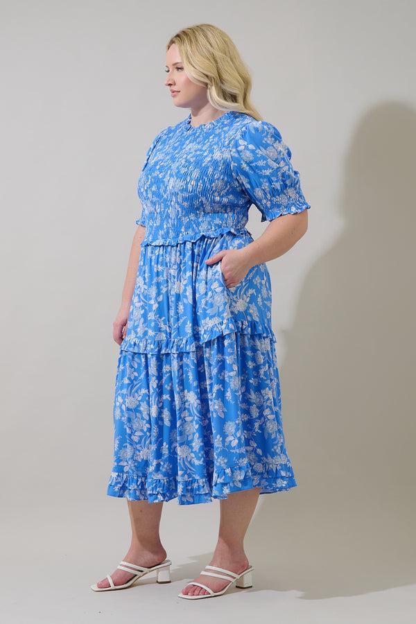 Sugarlips Odella Floral Analisa Smocked Midi Dress Curve