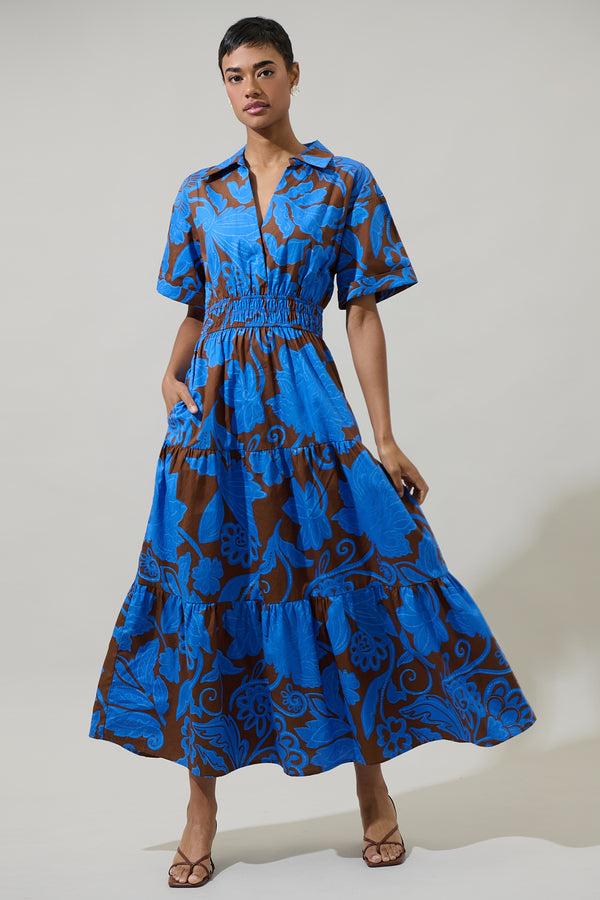 Sugarlips Ofelia Floral Milah Tiered Collared Maxi Dress