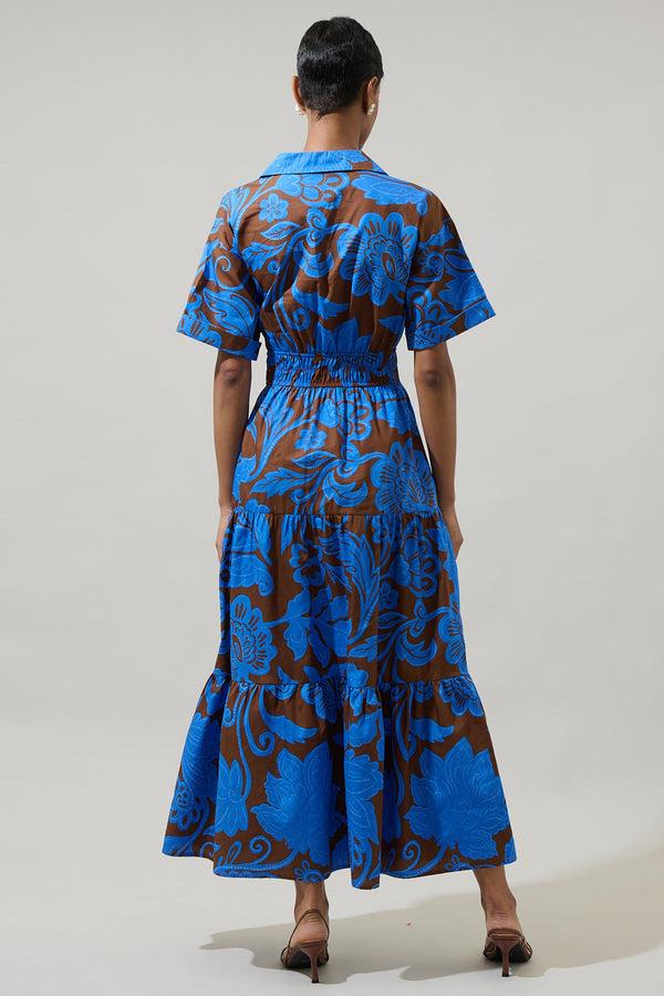 Sugarlips Ofelia Floral Milah Tiered Collared Maxi Dress