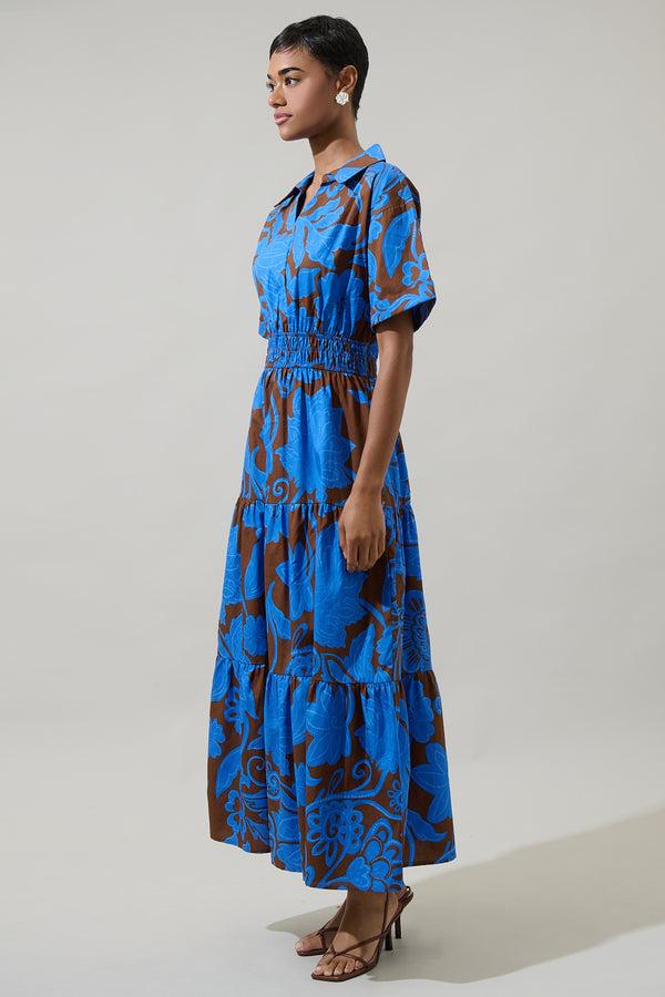 Sugarlips Ofelia Floral Milah Tiered Collared Maxi Dress