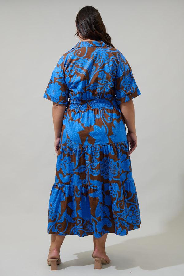 Sugarlips Ofelia Floral Milah Tiered Collared Maxi Dress Curve