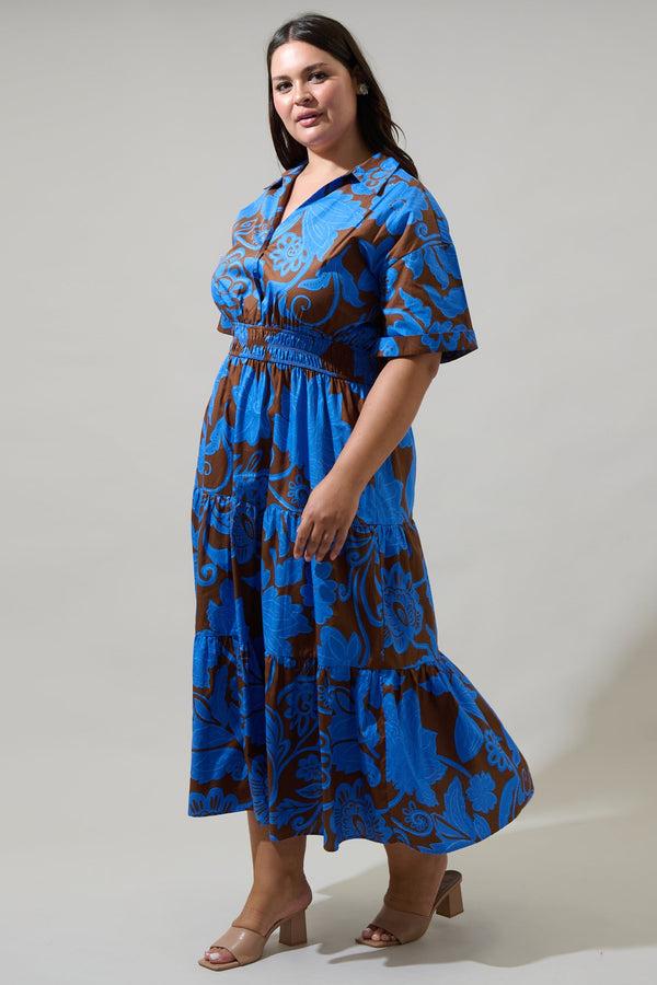 Sugarlips Ofelia Floral Milah Tiered Collared Maxi Dress Curve
