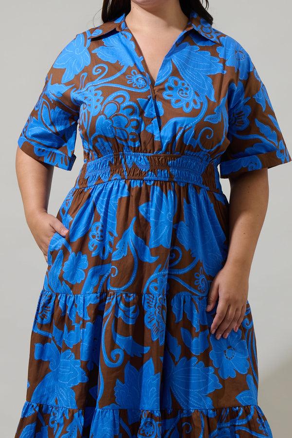 Sugarlips Ofelia Floral Milah Tiered Collared Maxi Dress Curve