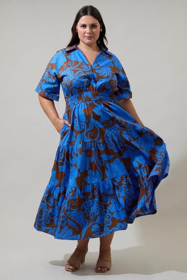 sugarlips Ofelia Floral Milah Tiered Collared Maxi Dress Curve