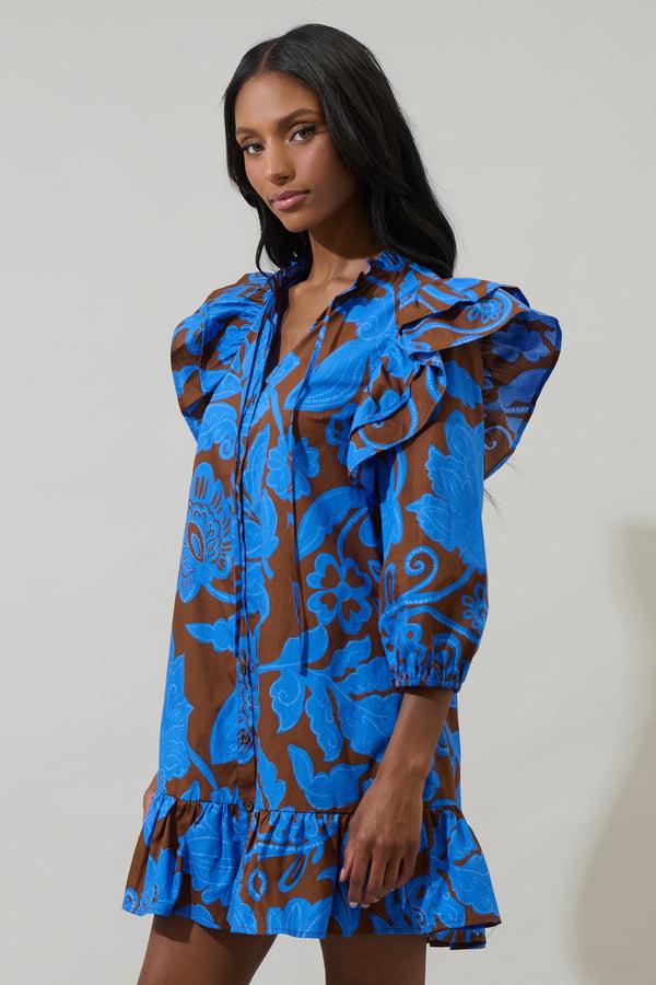 Sugarlips Ofelia Floral Sammy Ruffle Drop Waist Dress