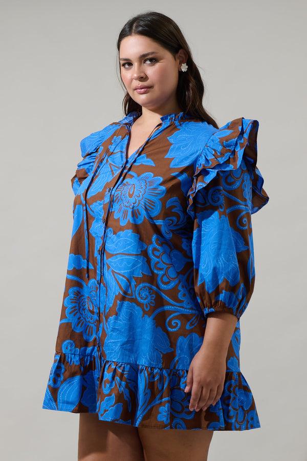 Sugarlips Ofelia Floral Sammy Ruffle Drop Waist Dress Curve